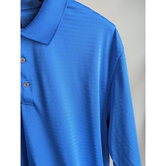 PGA Tour Polo Shirt Mens XL Blue Short Sleeve Three Button Collar Blue Stripes - Picture 3 of 13